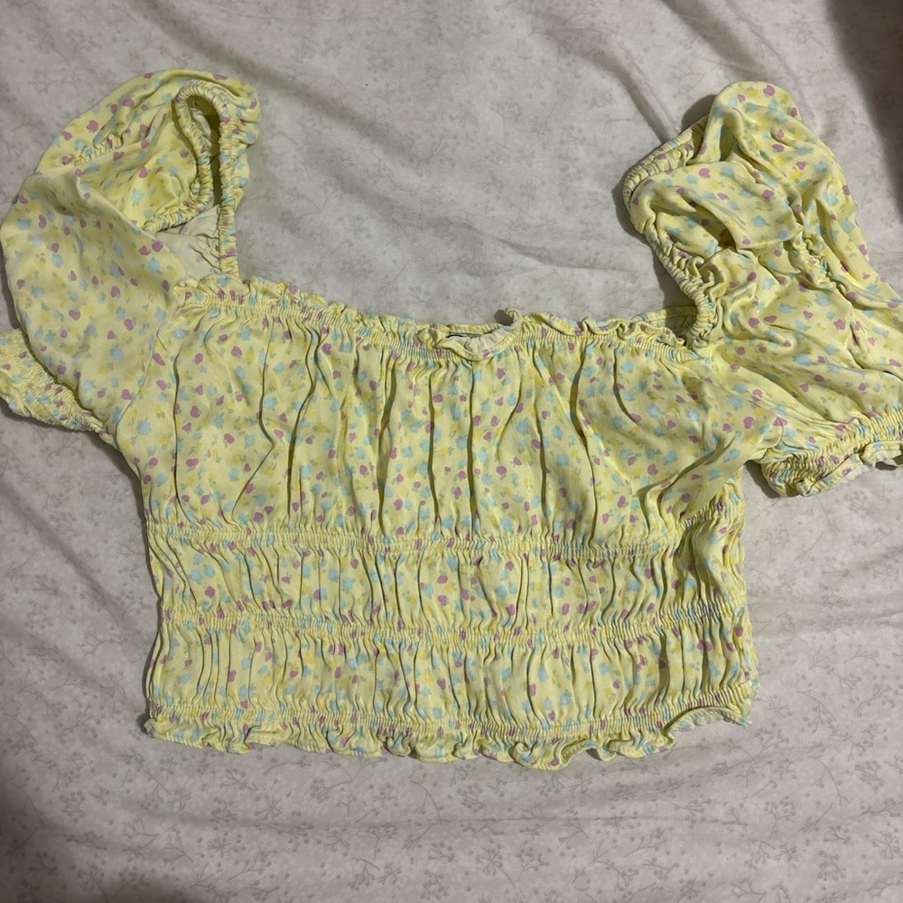 Women’s Zara Floral Yellow Smocked Women's Top